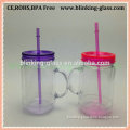 acrylic mason jar with lid and straw